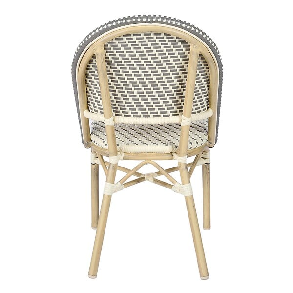 OVIALA - Chaise de terrasse bistrot parisien en aluminium et rotin gris - Marais - large