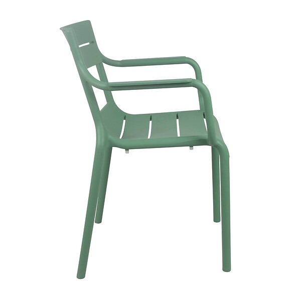 OVIALA - Lot de 4 fauteuils de terrasse en plastique vert sauge - Paname - large