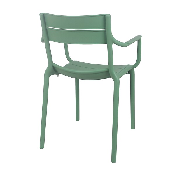 OVIALA - Lot de 4 fauteuils de terrasse en plastique vert sauge - Paname - large