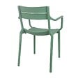 OVIALA - Lot de 4 fauteuils de terrasse en plastique vert sauge - Paname - vignette