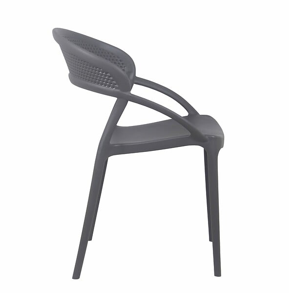 OVIALA - Lot de 4 chaises de terrasse grises - Madrid - large