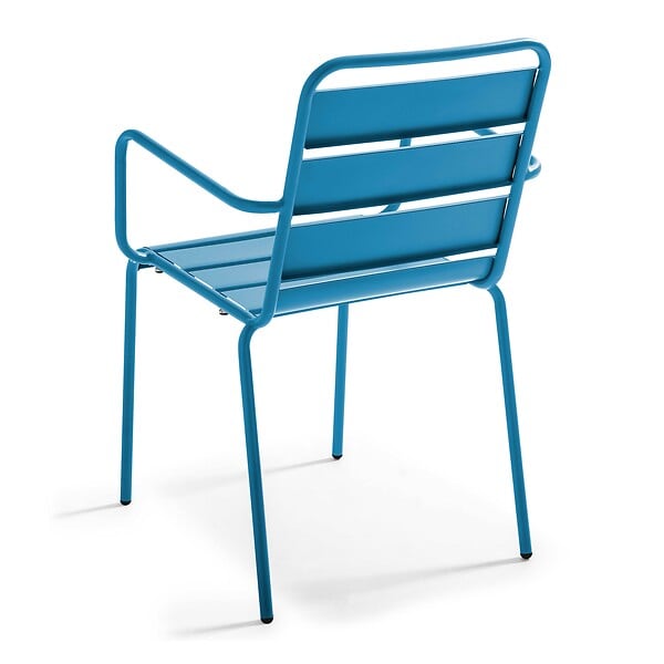 OVIALA - Fauteuil de jardin en métal bleu pacific  - Palavas - large
