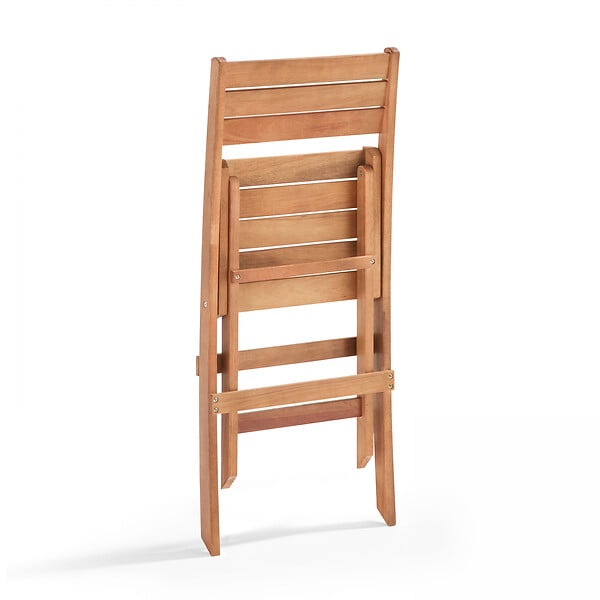 OVIALA - Lot de 2 chaises pliantes en bois d'eucalyptus - Sete - large