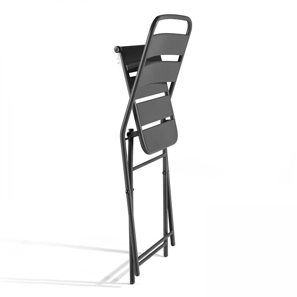 OVIALA - Lot de 2 chaises de jardin pliantes en métal gris - Palavas - large