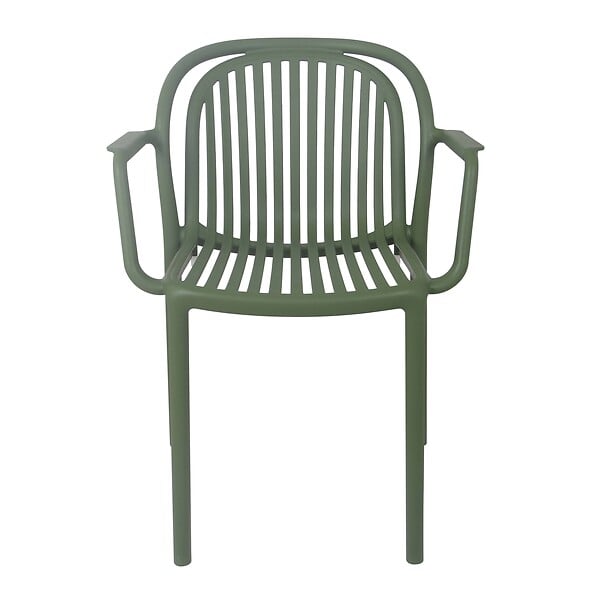 OVIALA - Lot de 4 fauteuils en plastique vert olive - Copenhague - large
