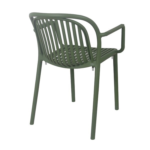 OVIALA - Lot de 4 fauteuils en plastique vert olive - Copenhague - large