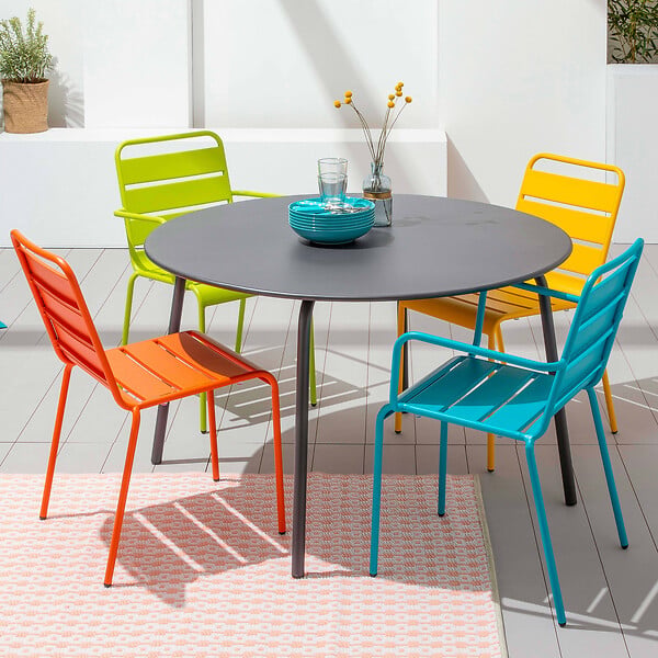 OVIALA - Chaise de jardin en métal jaune - Palavas - large