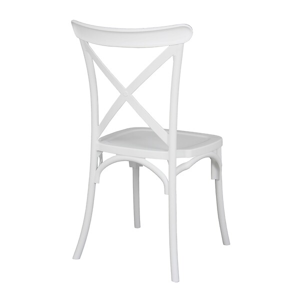 OVIALA - Chaise de terrasse empilable en plastique blanc - Dublin - large