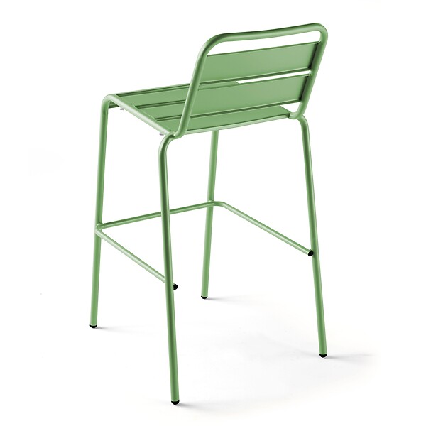 OVIALA - Chaise haute de jardin en métal vert cactus - Palavas - large