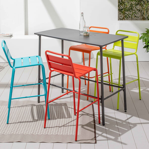 OVIALA - Chaise haute de jardin en métal orange - Palavas - large