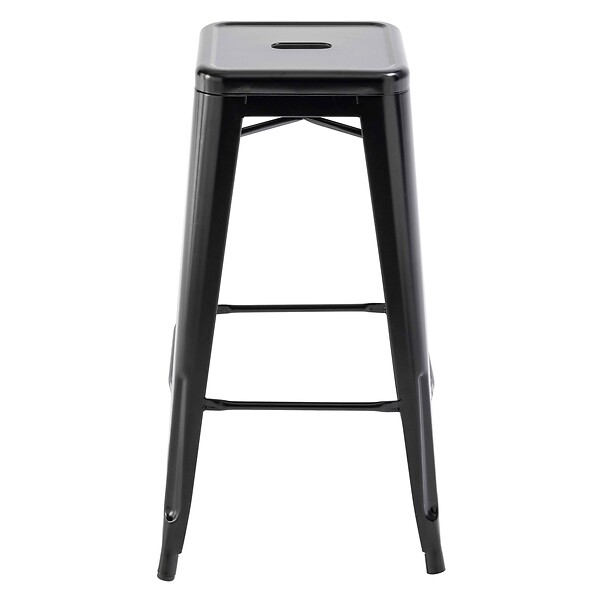 OVIALA - Tabouret de bar en métal noir mat - Indus - large