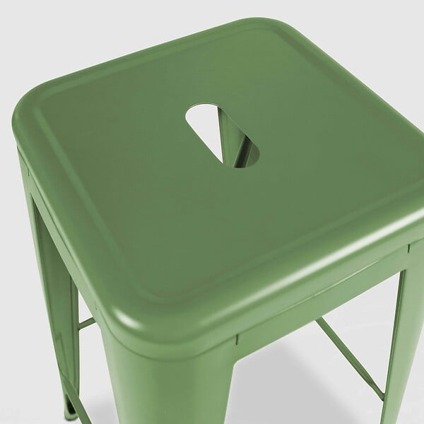 OVIALA - Lot de 4 tabourets de terrasse en métal mat vert cactus - Indus - large