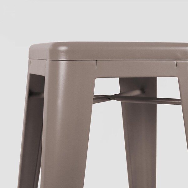 OVIALA - Tabouret de bar en métal mat taupe - Indus - large