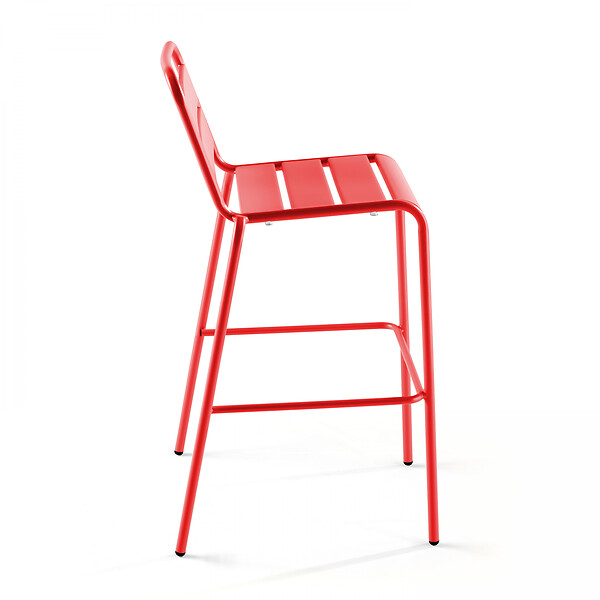 OVIALA - Chaise haute de jardin en métal rouge - Palavas - large