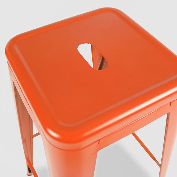 OVIALA - Lot de 4 tabourets de bar en acier orange mat - Indus - large