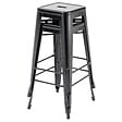 OVIALA - Lot de 4 tabourets de bar en acier noir mat - Indus - vignette