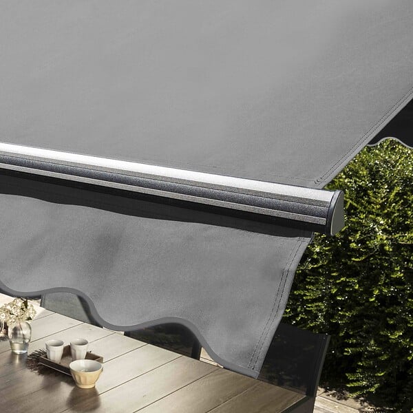 OVIALA - Store mobile électrique double pente 3 x 4m aluminium anthracite - Delgada - large