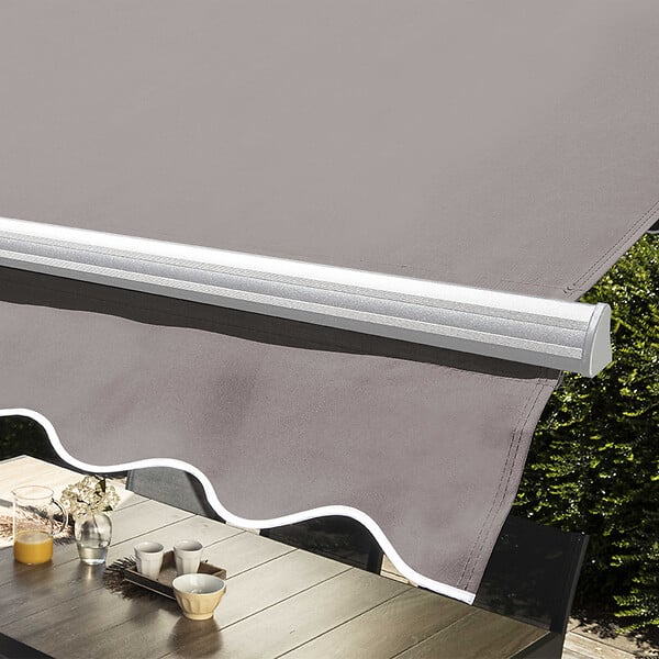 OVIALA - Store mobile électrique double pente 3 x 4m aluminium taupe - Delgada - large