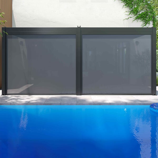 OVIALA - Pergola bioclimatique adossée 3x6m et 4 Stores 2,66 x 2,34m - Oia - large