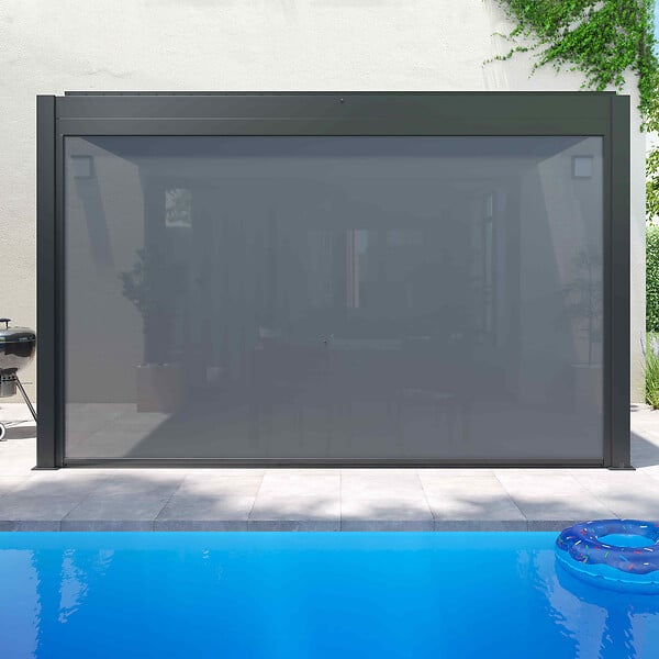 OVIALA - Pergola bioclimatique adossée 3x4m et 1 Store 3,73 x 2,34 m - Oia - large