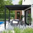 OVIALA - Pergola bioclimatique adossée gris 3x4m et 3 stores - Oia - vignette