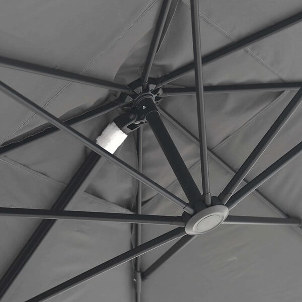 OVIALA - Parasol déporté inclinable et rotatif 3 x 3m en aluminium gris - Malaga - large