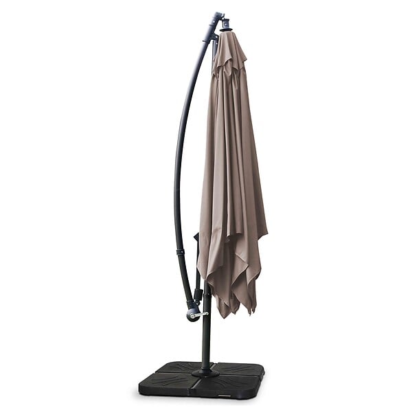 OVIALA - Parasol déporté 3x3m acier taupe - Genova - large