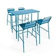 OVIALA - Table haute de jardin en métal bleu pacific 120 cm - Palavas - vignette