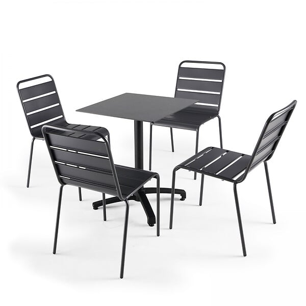OVIALA - Table de terrasse 60 cm inclinable ardoise gris foncé - Opéra - large
