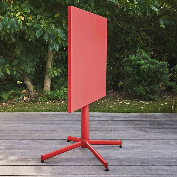 OVIALA - Table de jardin carrée bistro inclinable en acier rouge - Palavas - large