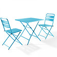 OVIALA - Table de jardin pliante carrée en acier 70 cm 4 places bleu - Palavas - vignette