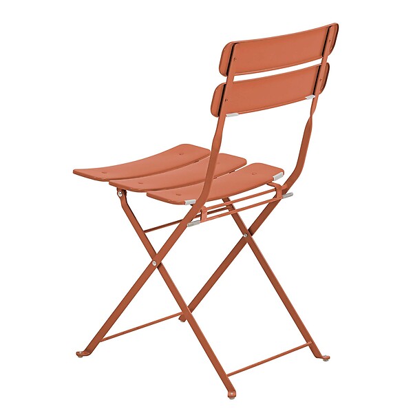 OVIALA - Table de terrasse ronde pliante et 2 chaises pliantes terracotta - Annecy - large