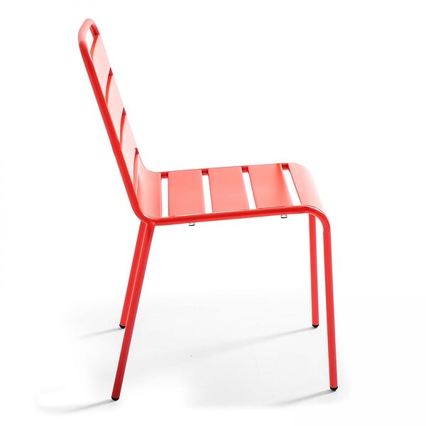 OVIALA - Ensemble table de jardin et 6 chaises en métal rouge - Palavas - large