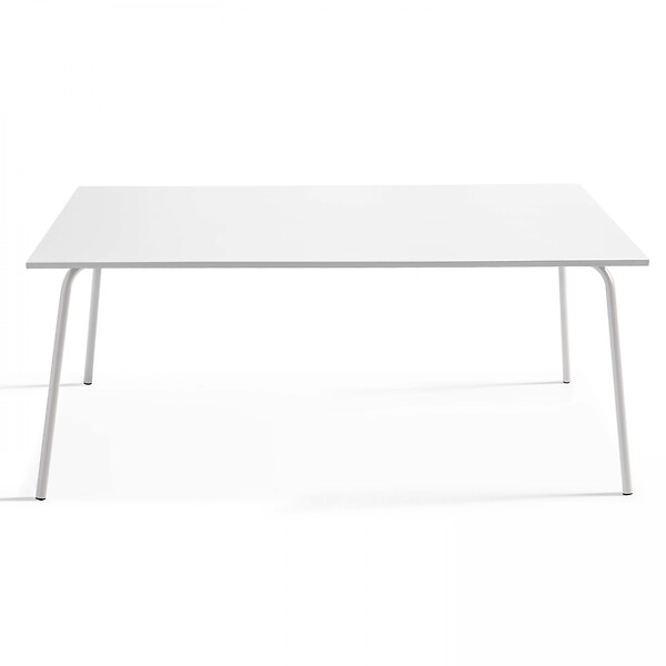 OVIALA - Ensemble table de jardin et 6 chaises en métal blanc - Palavas - large