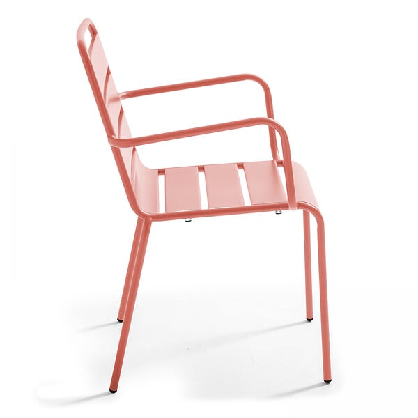 OVIALA - Ensemble table de jardin et 4 fauteuils en métal argile - Palavas - large