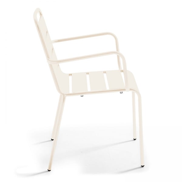 OVIALA - Ensemble table de jardin et 4 fauteuils en métal ivoire - Palavas - large