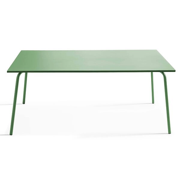 OVIALA - Ensemble table de jardin et 8 fauteuils en métal vert cactus - Palavas - large