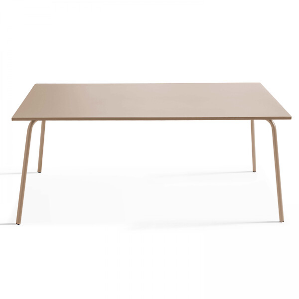 OVIALA - Ensemble table de jardin et 6 fauteuils en métal taupe - Palavas - large