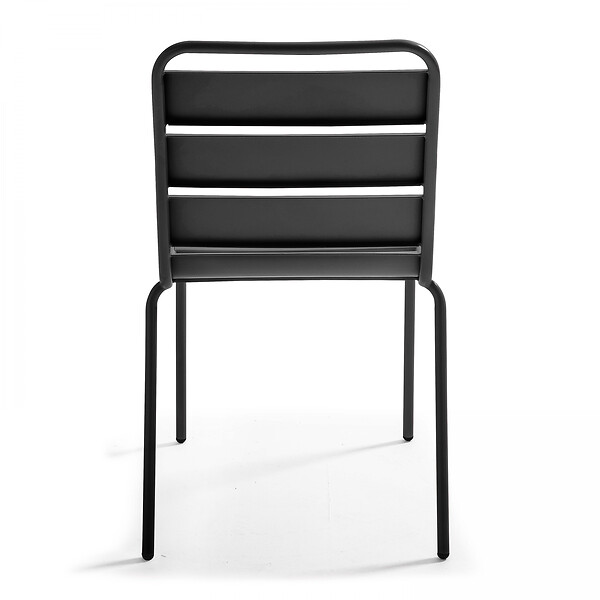 OVIALA - Ensemble table de jardin carrée et 2 chaises acier gris - Palavas - large