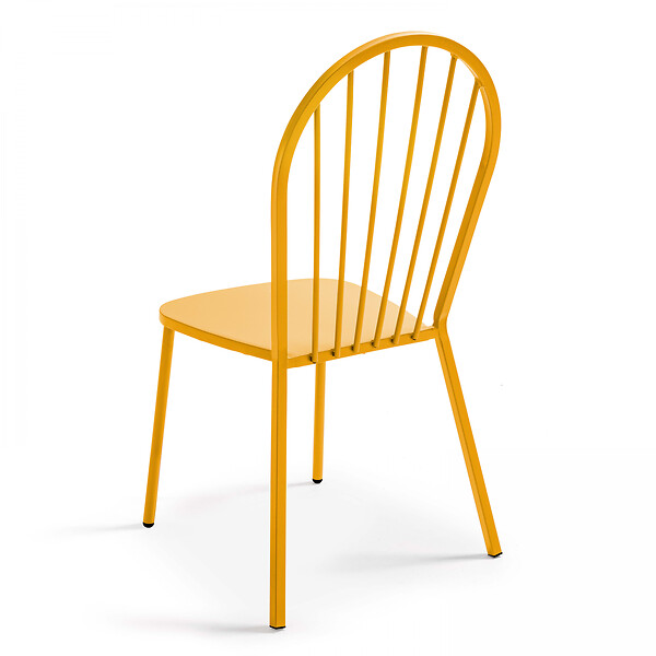OVIALA - Ensemble table de jardin et 8 chaises bistrot en acier jaune - Palavas - large