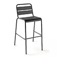 OVIALA - Ensemble table haute et 4 chaises de bar en métal gris - Palavas - vignette