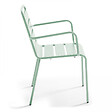 OVIALA - Ensemble table de jardin et 8 fauteuils en métal vert sauge - Palavas - vignette