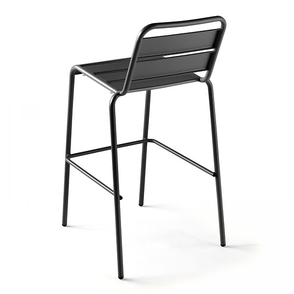 OVIALA - Ensemble table haute de jardin et 6 chaises en métal gris - Palavas - large