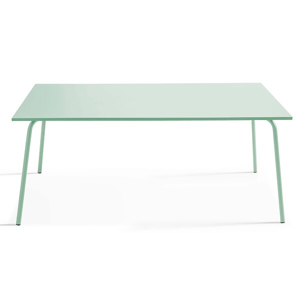 OVIALA - Ensemble table de jardin et 6 fauteuils en métal vert sauge - Palavas - large