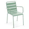 OVIALA - Ensemble table de jardin et 6 fauteuils en métal vert sauge - Palavas - vignette