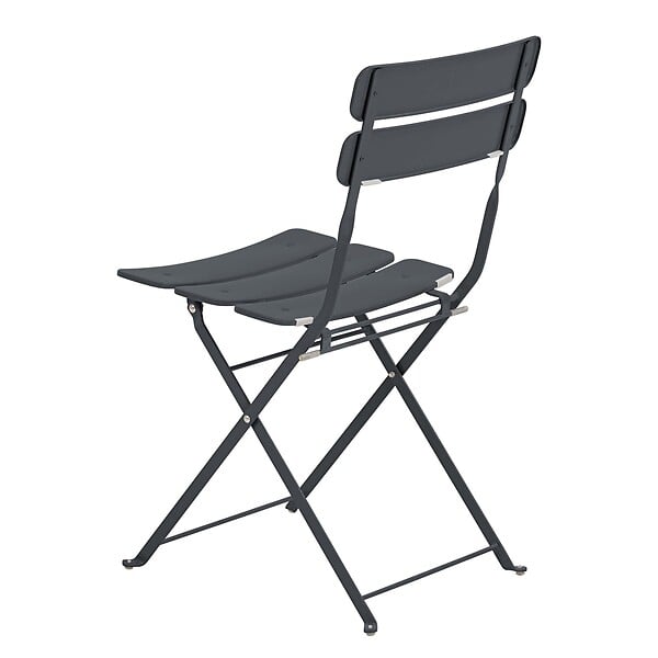 OVIALA - Table de terrasse ronde pliante et 2 chaises pliantes anthracite - Annecy - large