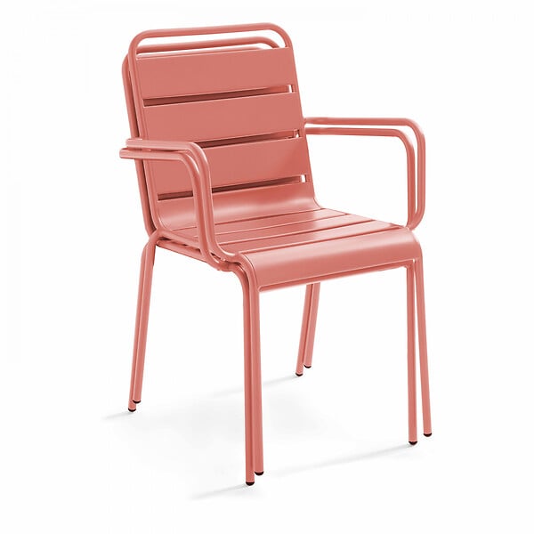 OVIALA - Ensemble table de jardin carrée et 4 fauteuils acier argile - Palavas - large