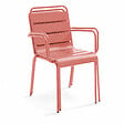 OVIALA - Ensemble table de jardin carrée et 4 fauteuils acier argile - Palavas - vignette