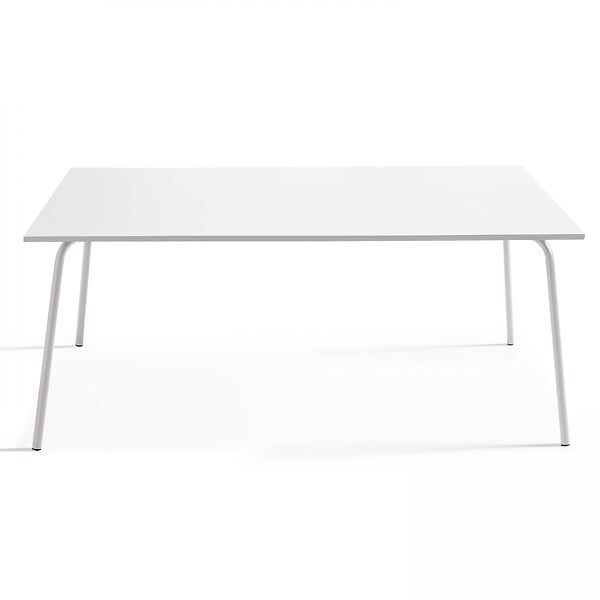 OVIALA - Ensemble table de jardin et 6 fauteuils en métal blanc - Palavas - large