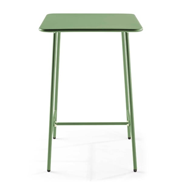 OVIALA - Ensemble table de bar et 2 chaises hautes en métal vert cactus - Palavas - large